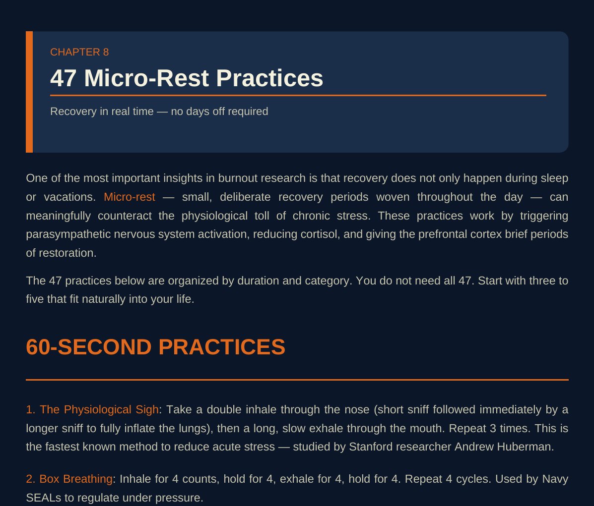 Chapter 8 page: 60-second micro-rest practices